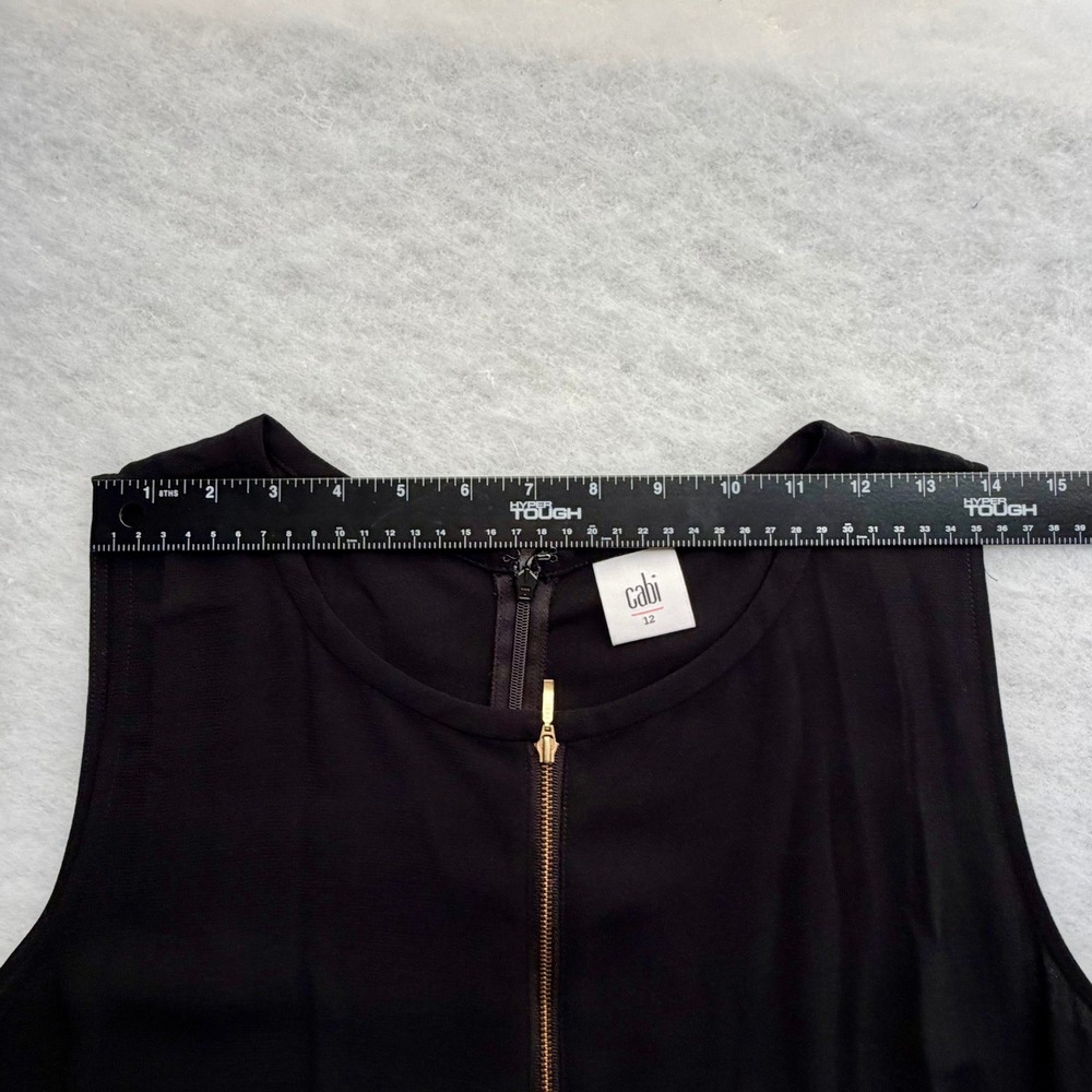 Cabi Grace Jumpsuit Size 12 Black Zip Front Sleeveless Wide Leg Style 3340 - Picture 8 of 10
